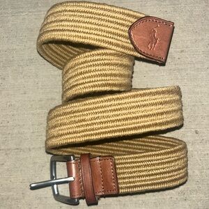 SOLD OFFLINE. POLO RALPH LAUREN Leather Trim Braided Belt